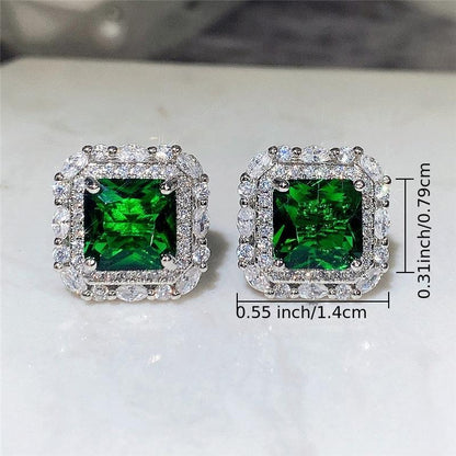 Aretes de zirconia y esmeralda