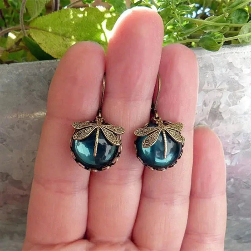 Aretes en forma de esfera en oro envejecido