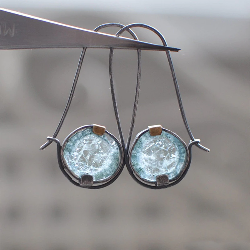 Aretes retro con cristales oceánicos
