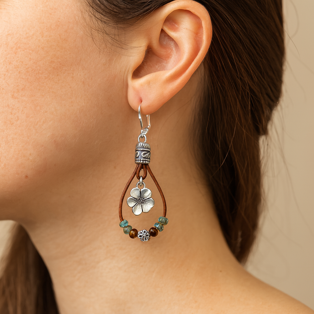 Aretes retro de cuero