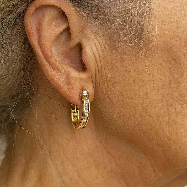 Aretes retro de oro y diamante