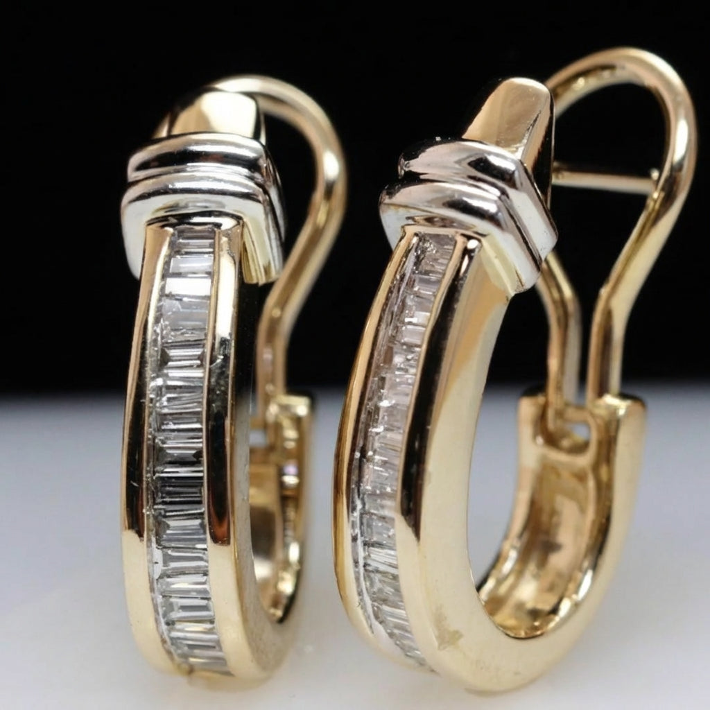 Aretes retro de oro y diamante