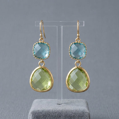 Aretes vintage con turquesa y piedra de luna