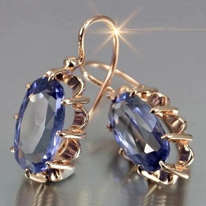 Aretes vintage con zirconia azul