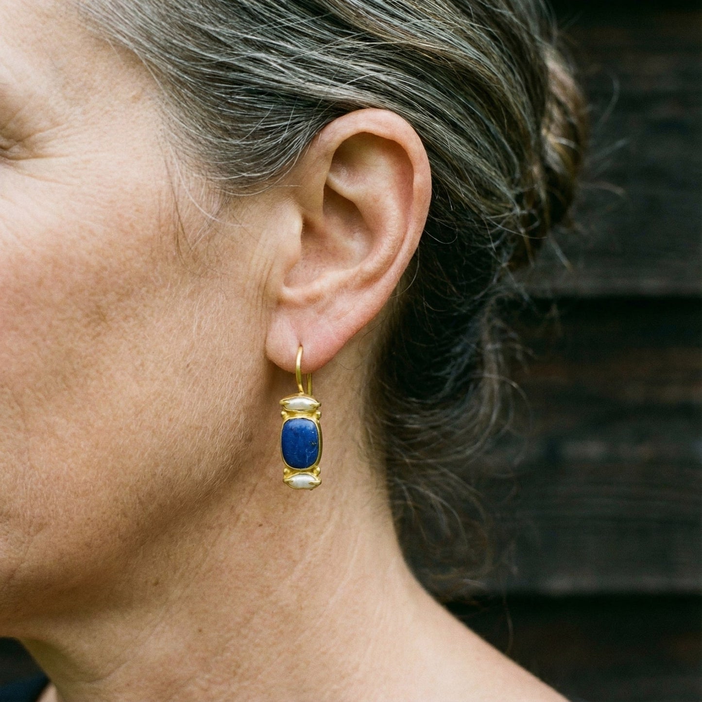 Aretes vintage en azul y oro