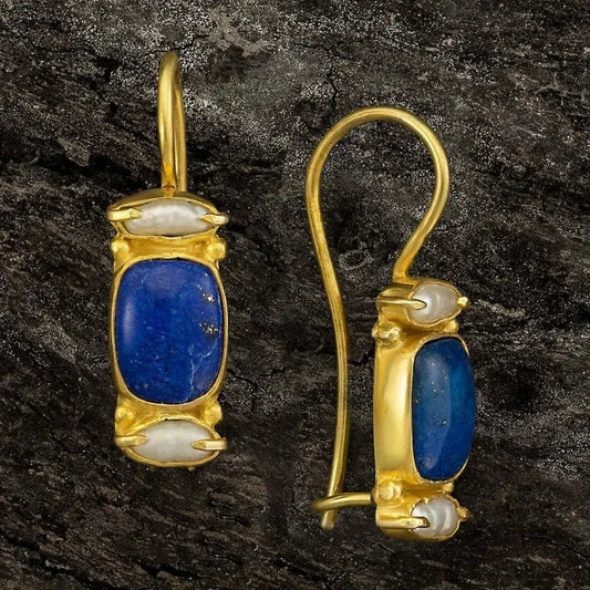 Aretes vintage en azul y oro