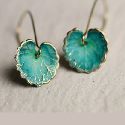 Aretes vintage en forma de hoja azul