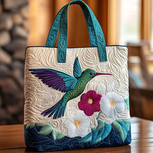 Bolsa Artesanal | Colibrí y Flor Blanca