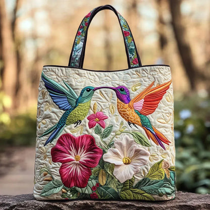 Bolsa Artesanal | Colibrí y Flores Blancas