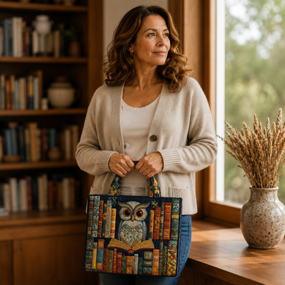 Bolsa Artesanal | Búho y Libros Antiguos