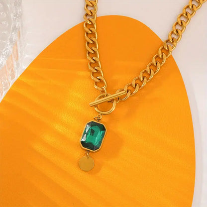 Collar con Gran Cadena y Péndulo de Esmeralda | Oro