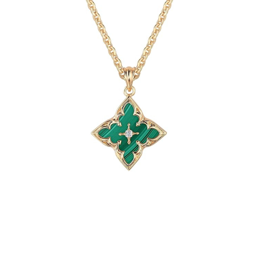 Collar con colgante de trébol de esmeralda | Oro
