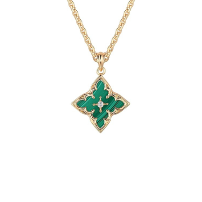 Collar con colgante de trébol de esmeralda | Oro