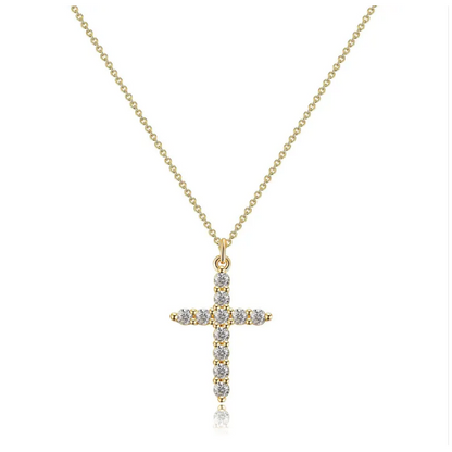 Collar con cruz y corona de diamantes