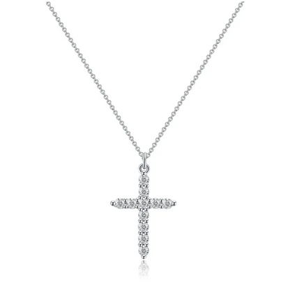 Collar con cruz y corona de diamantes