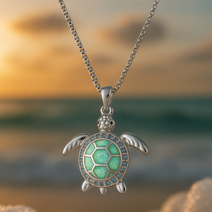 Collar con tortuga y ópalo turquesa