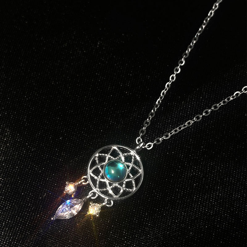 Collar de luna plateado en cristal Pescador de sueños