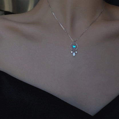 Collar de luna plateado en cristal Pescador de sueños