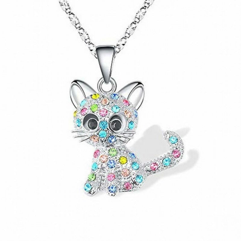 Collar de plata con chatones y zirconias de colores