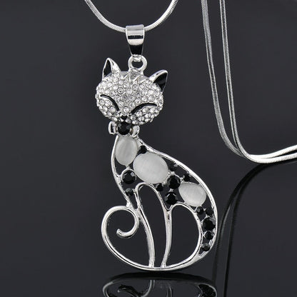 Collar de plata para gato con zirconia