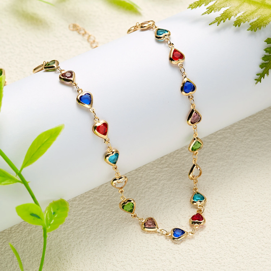 Collar en forma de corazón de cristal multicolor