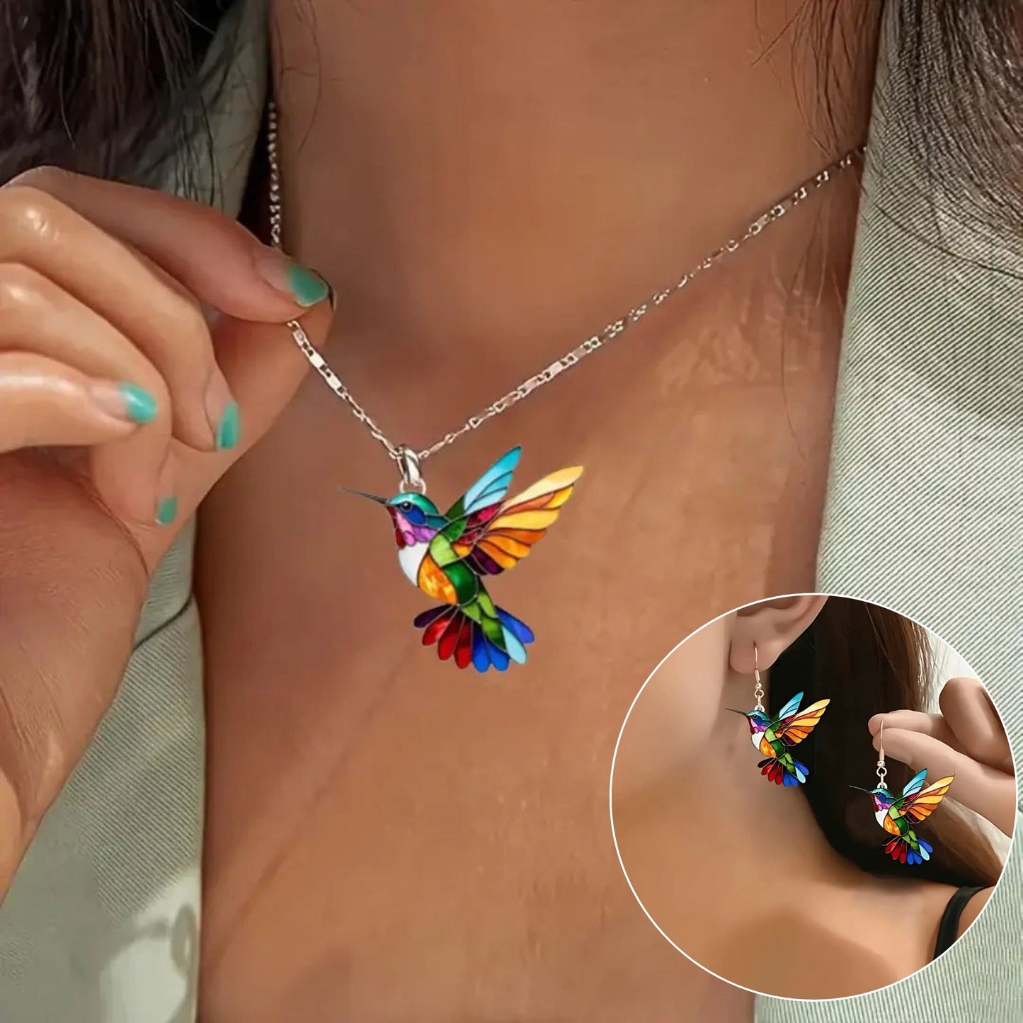 Collar hermoso con golondrina y aretes de regalo – Oferta por tiempo limitado