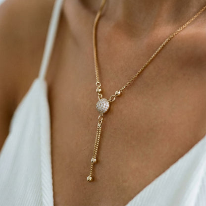 Collar retro en cristal dorado