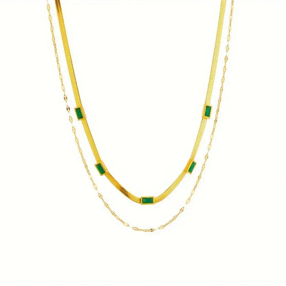 Collar retro en oro de dos capas "Gema Hermana"