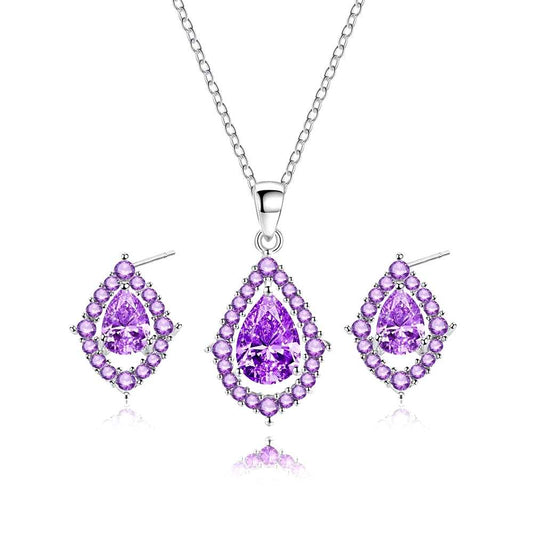 Collar y aretes de amatista Nadine