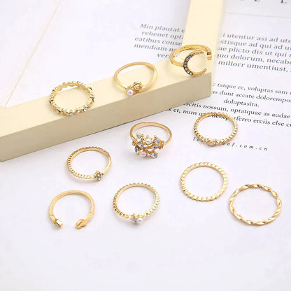 Conjunto de 10 anillos de asistencia decorados con plata y oro