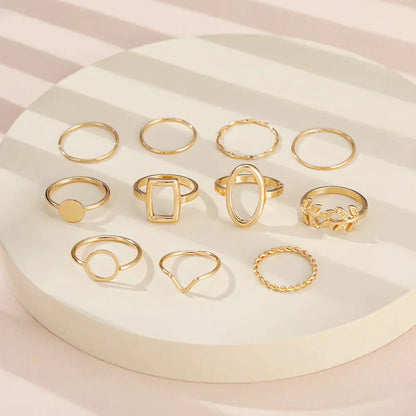 Conjunto de 11 anillos retro de plata