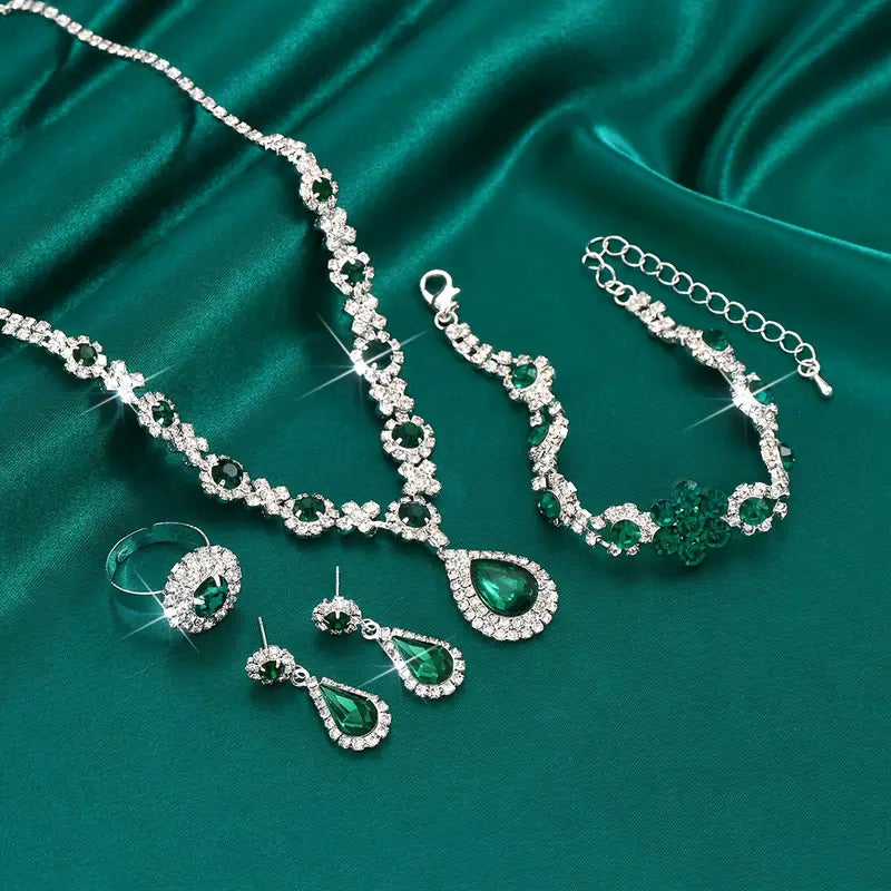 Conjunto de joyas Adriana Lysandra | Oro blanco