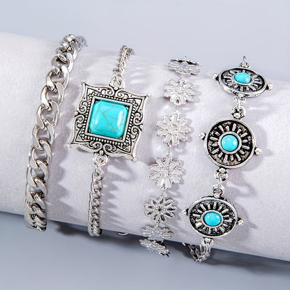 Conjunto de pulseras de piedra arcoíris | Oro blanco