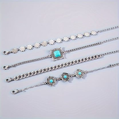 Conjunto de pulseras de piedra arcoíris | Oro blanco