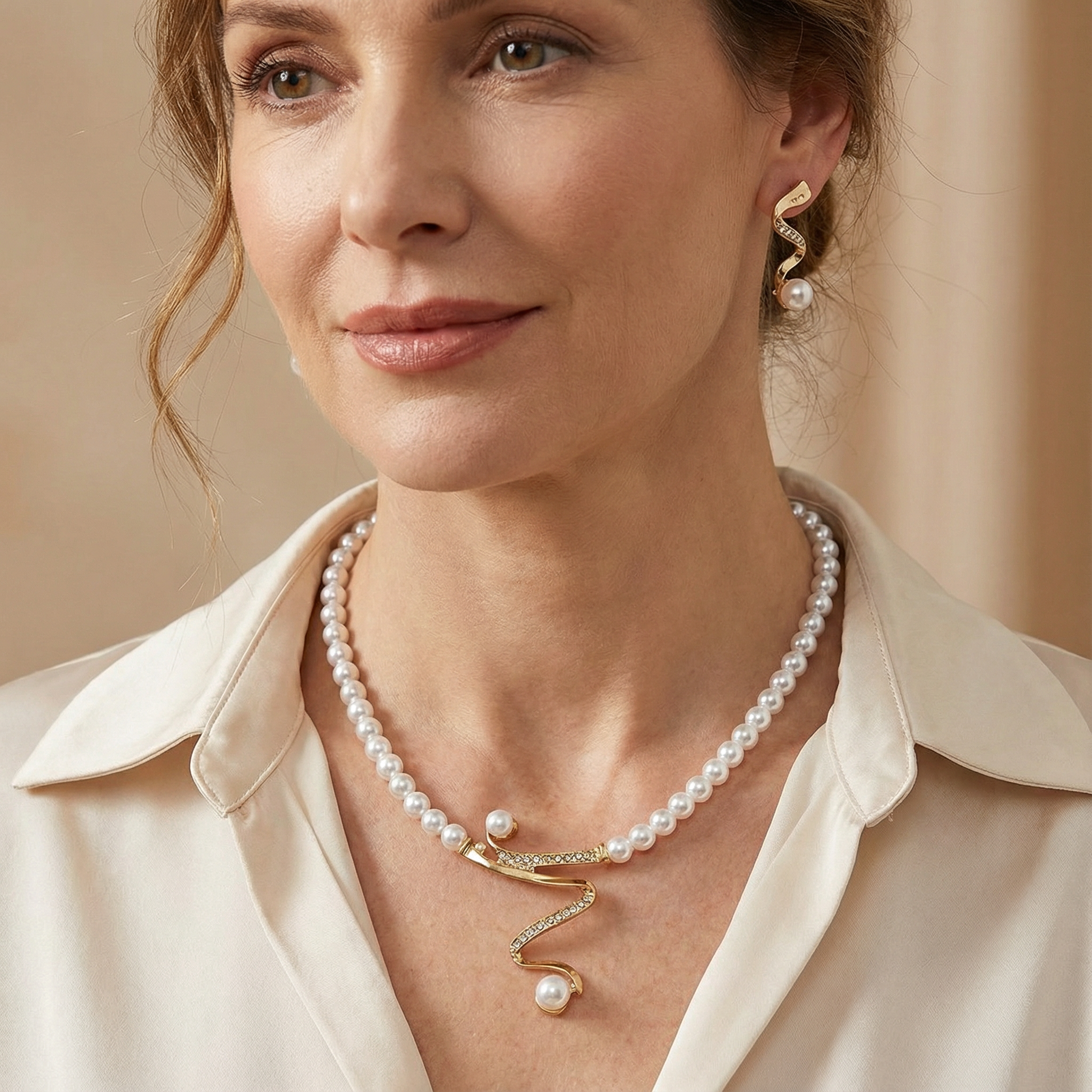 Conjunto de regalo de perlas naturales: collar y aretes