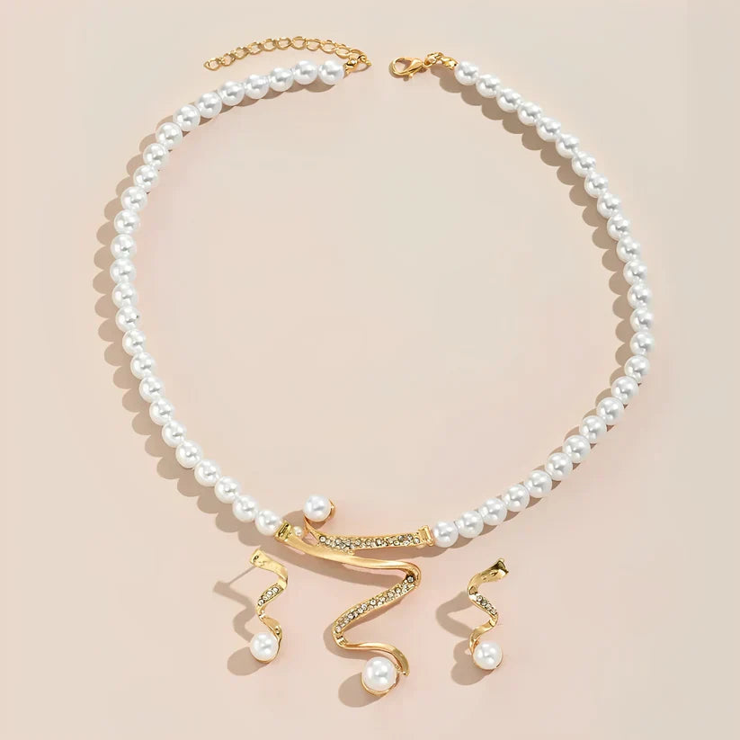 Conjunto de regalo de perlas naturales: collar y aretes
