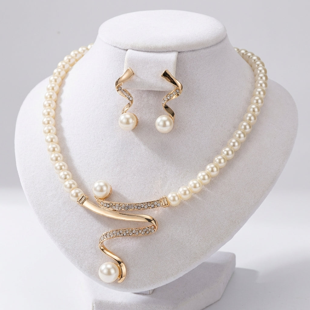 Conjunto de regalo de perlas naturales: collar y aretes