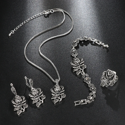 Conjunto elegante de plata con zirconia