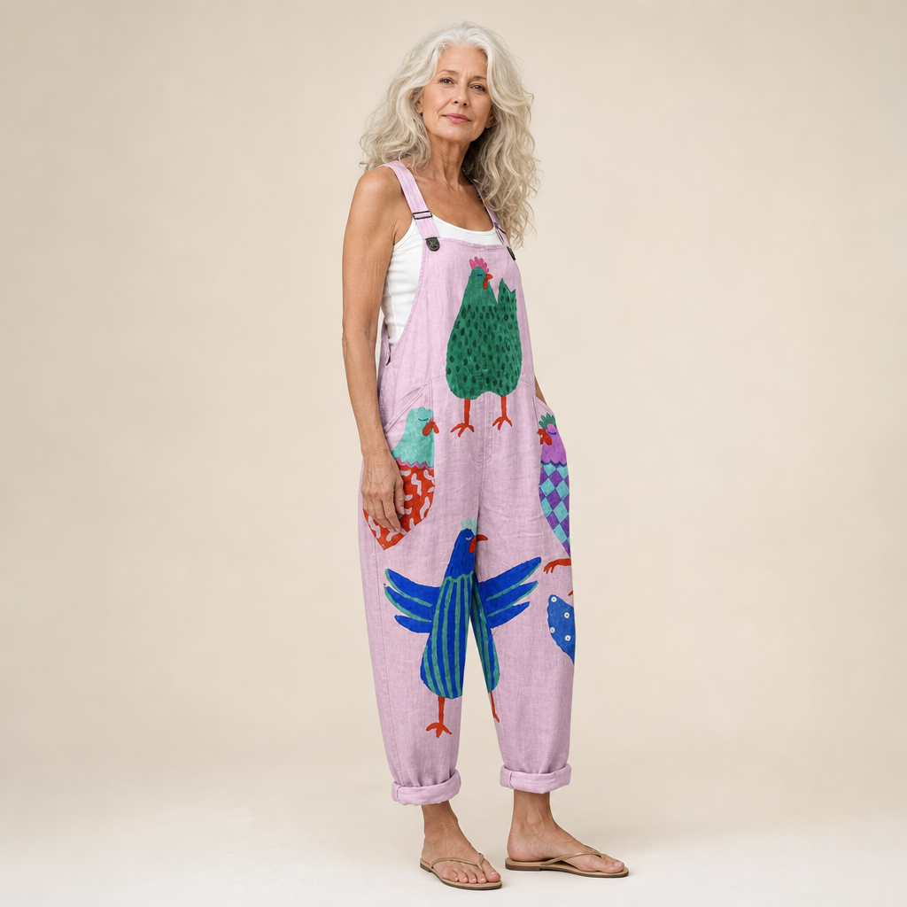 Elena | Overol con estampado artístico en rosa pastel
