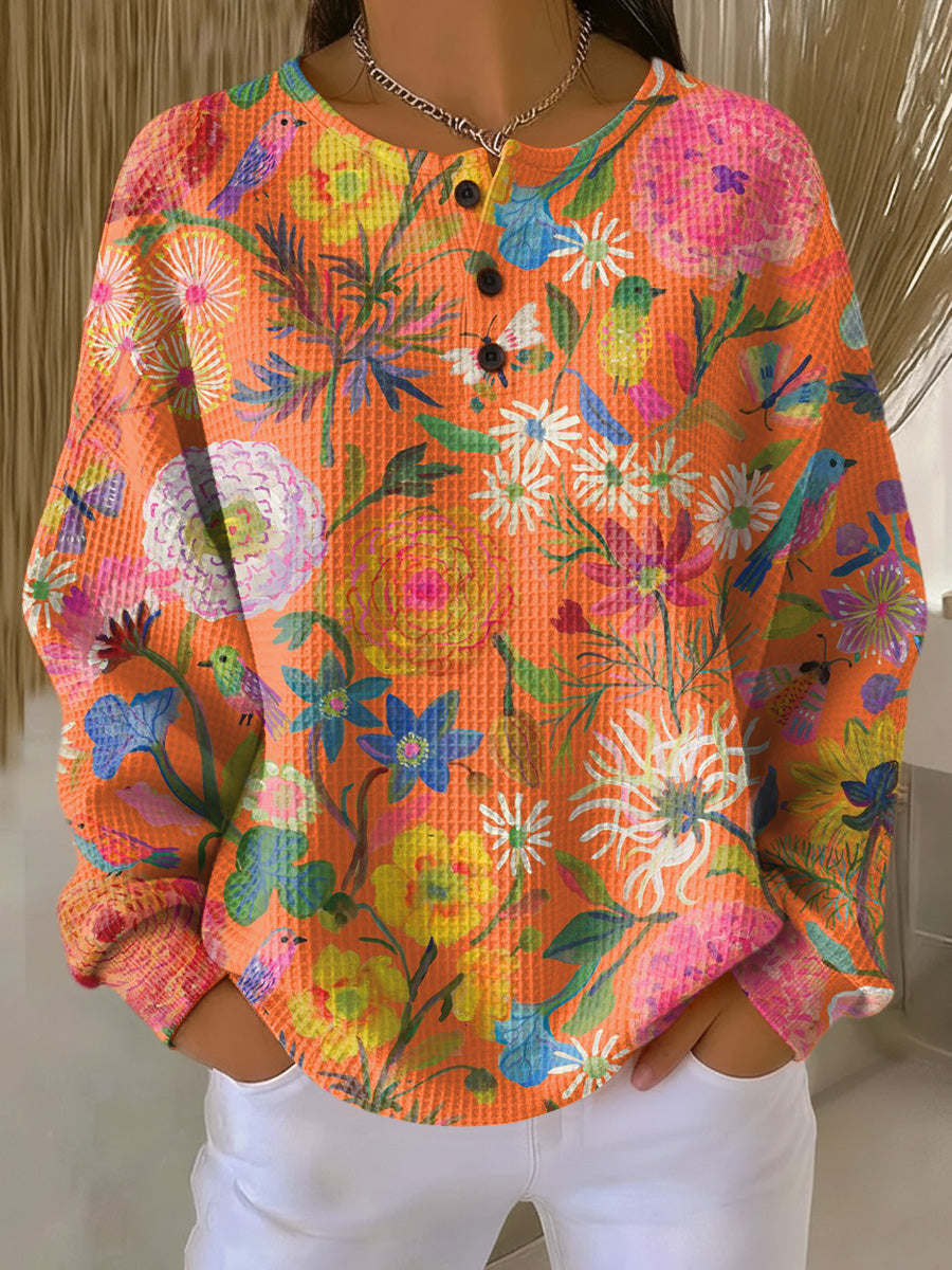Olivia - Suéter con flores naranjas - Casa Esmeralda