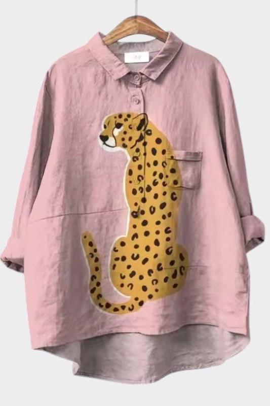 Helena | Růžová halenka s leopardem