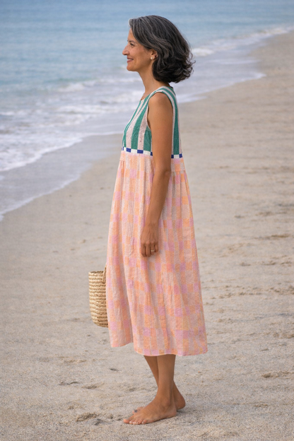 Susana | Vestido Midi con Rayas Pastel