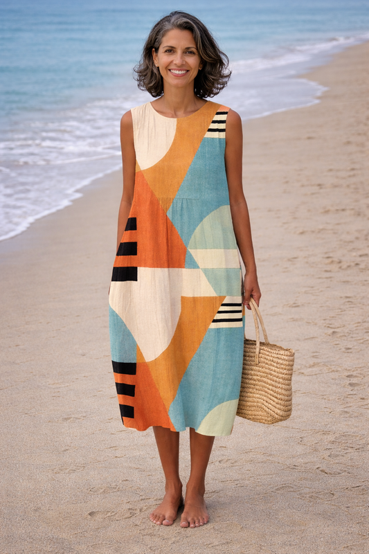 Julia | Vestido Midi Geométrico