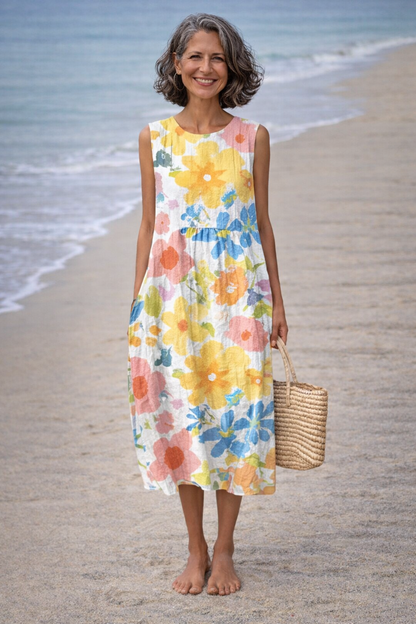 Paola | Vestido Midi con Flores Pastel