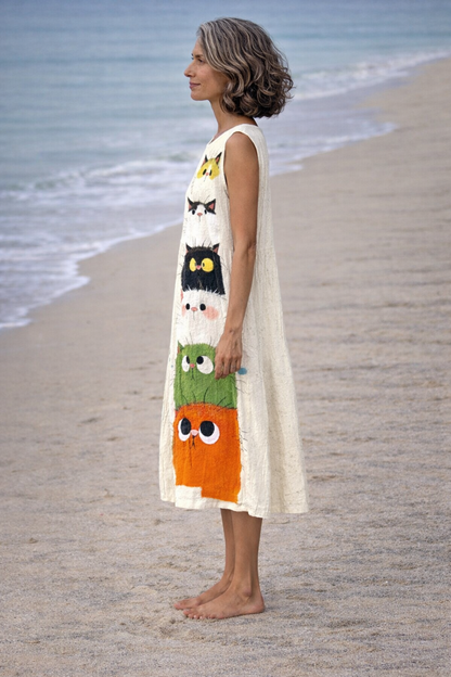 Vera | Vestido Midi con Estampado de Gatos