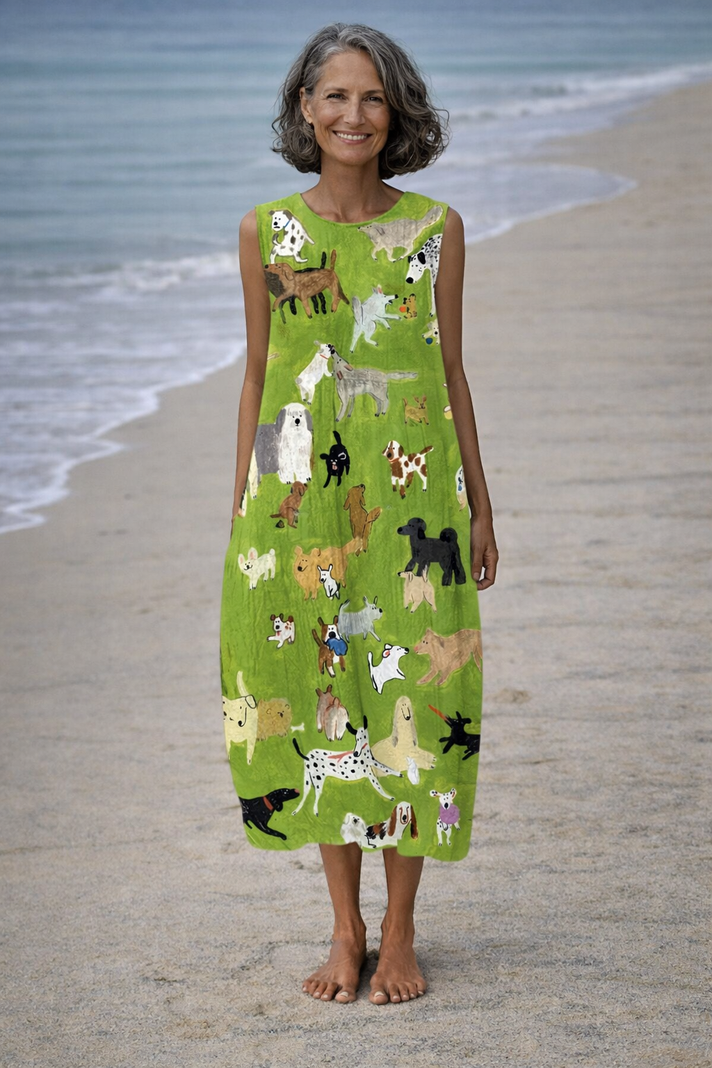 Beatriz | Vestido Midi con Estampado de Perros