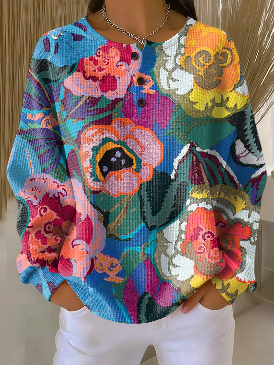 Romina - Suéter con flores grandes de colores - Casa Esmeralda