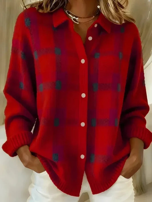 Jana | Měkký kostkovaný kardigan na knoflíky