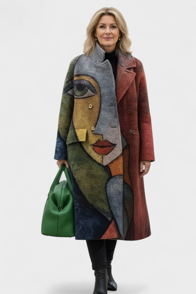 Angela | Barevný kostkovaný oversize kabát