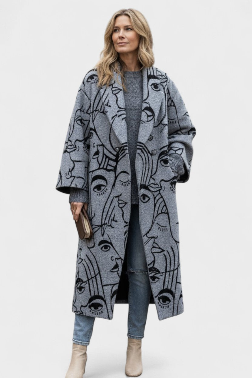 Angela | Barevný kostkovaný oversize kabát
